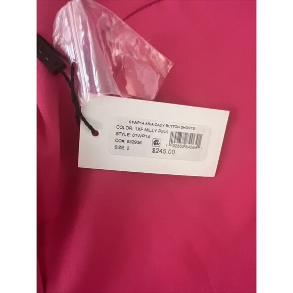 MILLY Aria Cady Sz 2 Button Tab Shorts MILLY Pink - Picture 4 of 9